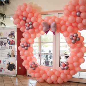 Ballonbogen in Rosa, Weiß und Silber – Thema Mickey/Minnie Mouse